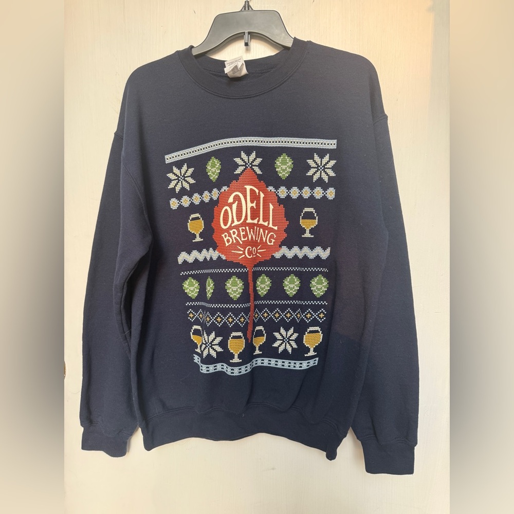 Odell Brewing Blue Christmas Beer Sweatshirt M NWOT